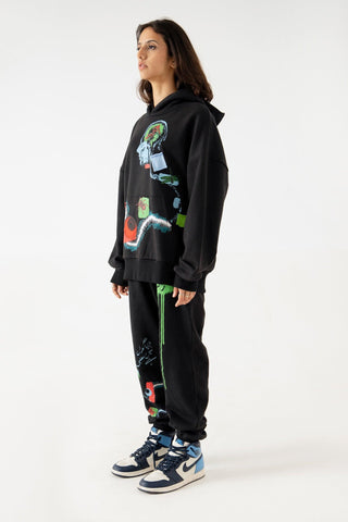 "DISTORTION AMONG US" HAND PRINTED SWEATPANTS - Rastah