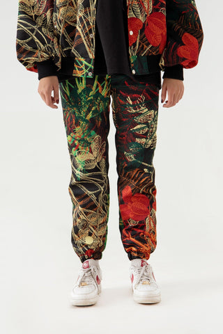 JUNGLE PRINTED SATIN SWEATPANTS - Rastah