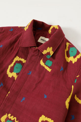 MAROON HANDWOVEN PRINTED LONG COAT - Rastah
