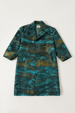SILK JACQUARD LONG COAT - Rastah