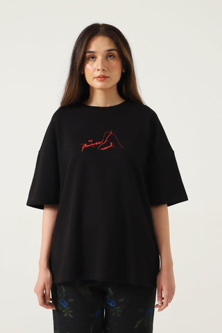 "PEOPLE TALK" PRINTED BLACK T SHIRT - Rastah
