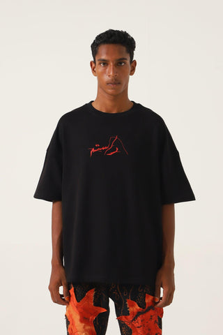 "PEOPLE TALK" PRINTED BLACK T SHIRT - Rastah