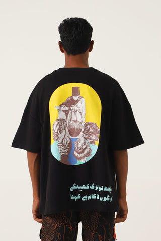 "PEOPLE TALK" PRINTED BLACK T SHIRT - Rastah