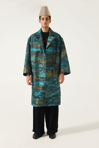 SILK JACQUARD LONG COAT - Rastah