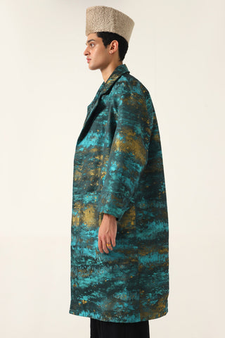 SILK JACQUARD LONG COAT - Rastah