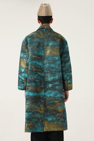 SILK JACQUARD LONG COAT - Rastah