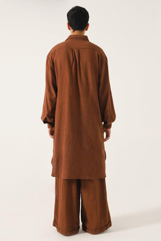 BROWN HANDWOVEN KAMEEZ (LONG SHIRT) - Rastah