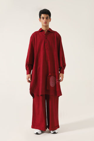 MAROON HANDWOVEN TROSERS - Rastah