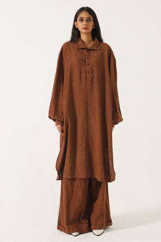 BROWN HANDWOVEN FLARED TROUSERS - Rastah