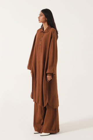 BROWN HANDWOVEN KAMEEZ (LONG SHIRT) - Rastah