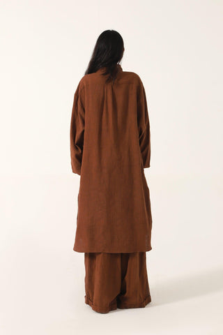 BROWN HANDWOVEN FLARED TROUSERS - Rastah