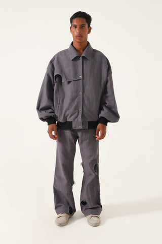 GREY HANDMADE DENIM TROUSERS - Rastah