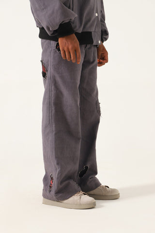 GREY HANDMADE DENIM TROUSERS - Rastah
