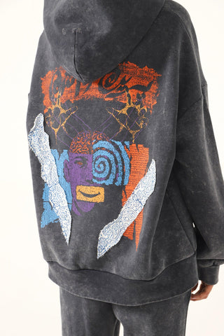"BRAIN WASH" ACID GREY HOODIE - Rastah
