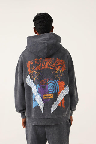 "BRAIN WASH" ACID GREY HOODIE - Rastah