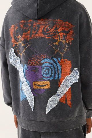 "BRAIN WASH" ACID GREY HOODIE - Rastah