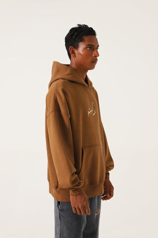 BROWN LOGO HOODIE - Rastah