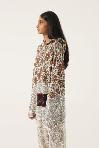 "PARADOX" BEIGE BLOCK PRINT HOODIE - Rastah
