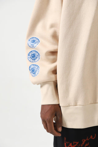 "WEEPING MAN" HAND PRINTED BEIGE HOODIE - Rastah