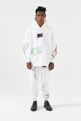 "A-POLITICAL" HAND PRINTED SWEATPANTS - Rastah