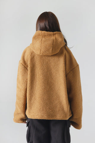 Brown sherpa logo hoodie