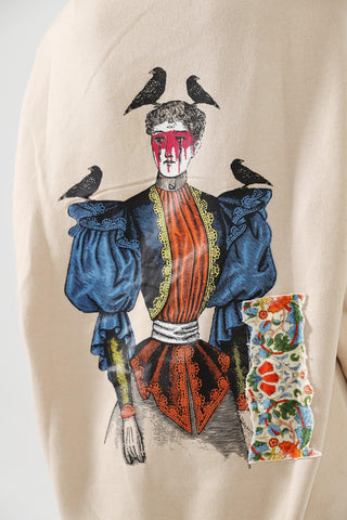 "WEEPING MAN" HAND PRINTED BEIGE HOODIE - Rastah