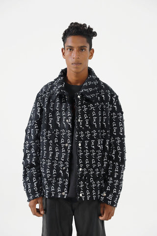 "SOCHTA HI REHTA HAI" HANDWOVEN DISTRESSED DENIM JACKET - Rastah