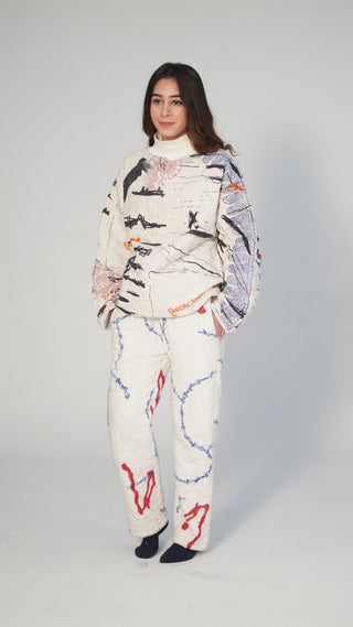 Quilted Block-Print Mixed Media Top - Rastah