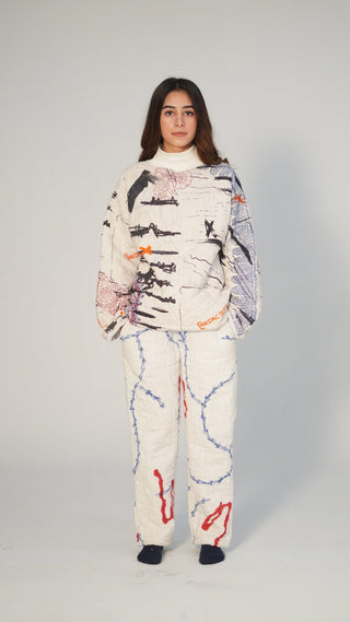 Quilted Block-Print Mixed Media Top - Rastah
