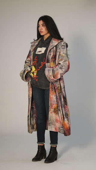 Hand Block Printed Pleated Long Coat - Rastah