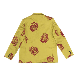 Lime Green Printed Oversized Silk Blazer - Rastah