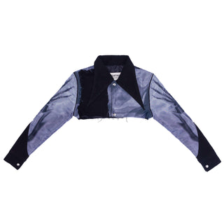 Cropped Skeleton Print Organza Shirt - Rastah