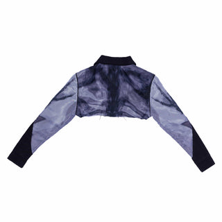 Cropped Skeleton Print Organza Shirt - Rastah