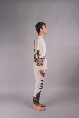 ‘Kalamkaar’ Block-Print Crew Neck Sweatshirt - Rastah