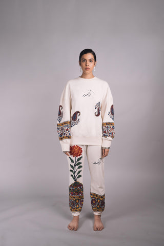 ‘Kalamkaar’ Block-Print Crew Neck Sweatshirt - Rastah