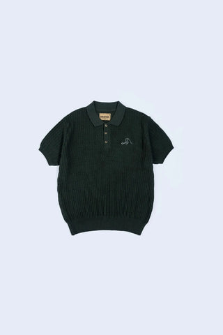 Green Jacquard Knit Polo