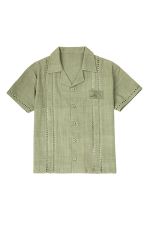 Green khaddar button-down