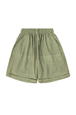 Green khaddar shorts