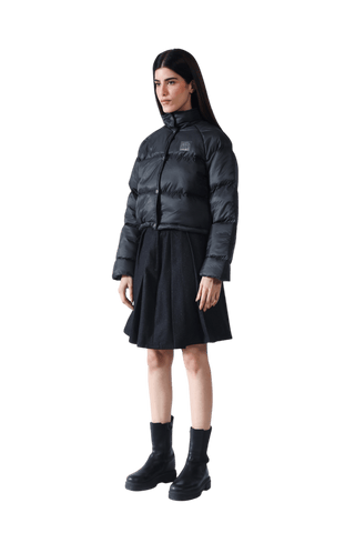 Black Nylon Puffer Crop Jacket