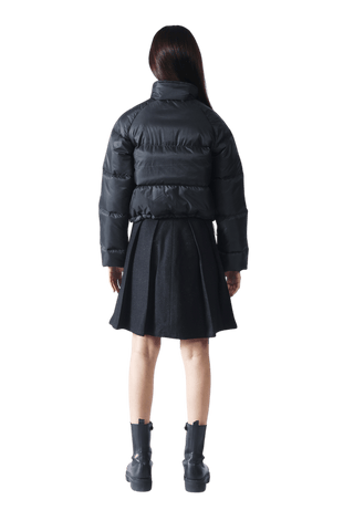 Black Nylon Puffer Crop Jacket