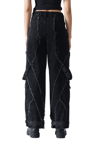 Denim Acid Wash Cargo Pants