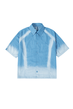 Spray fade denim button-down