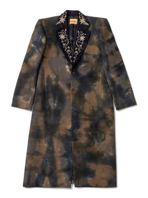 Smoked canvas wool long coat