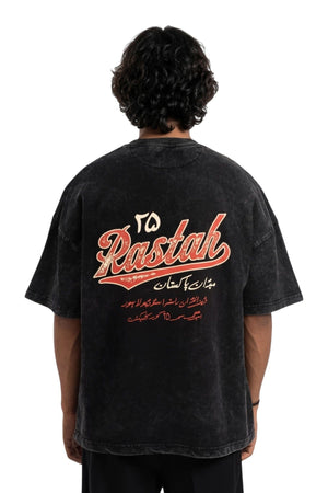 Black acid wash made in PAK T-shirt (V5)