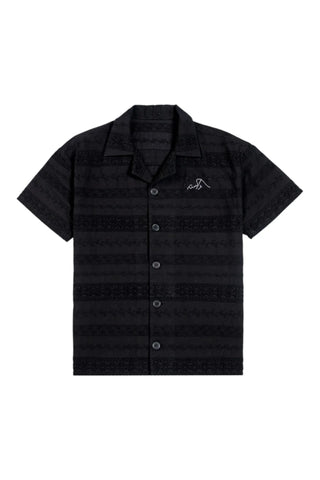 BLACK EMBROIDERED BUTTON-DOWN