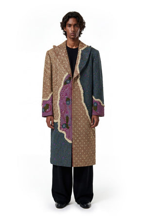 Zariya raw silk long coat