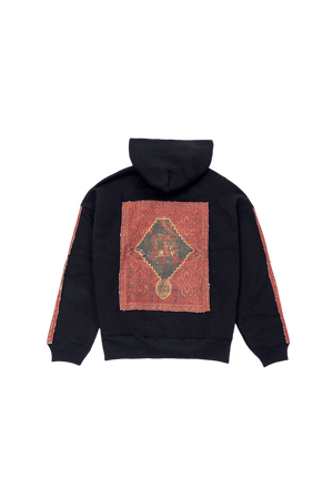 Hand crafted unisex matte black Mughal horseback hoodie