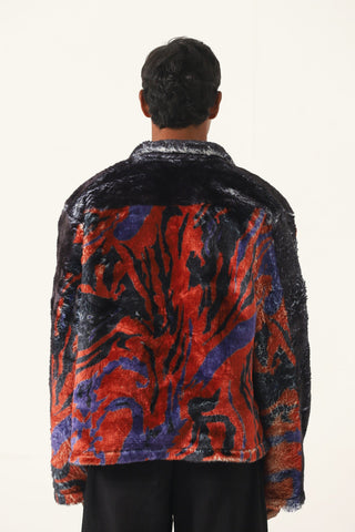 lahori nights" printed sherpa jacket