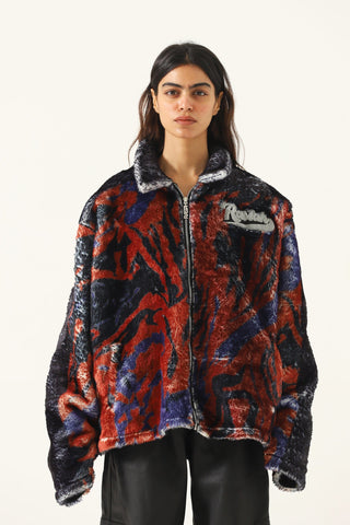 lahori nights" printed sherpa jacket