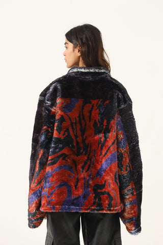 lahori nights" printed sherpa jacket